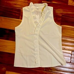 NWT Ruffle White Blouse Size L
